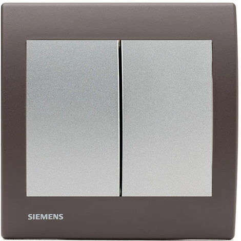 Double Poussoir Silver Delta Iris + Plaque Soft Marron - SIEMENS - SIEMENS 1 Double Poussoir Silver Delta Iris + Plaque Soft Marron - SIEMENS - SIEMENS