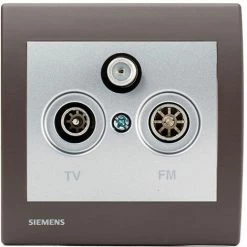 Prise TV/FM/SAT Silver Delta Iris + Plaque Soft Marron - SIEMENS - SIEMENS