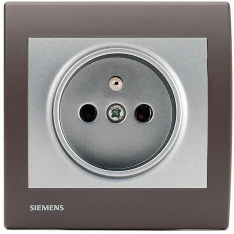 Prise 2P+T Silver Delta Iris + Plaque Soft Marron - SIEMENS - SIEMENS 1 Prise 2P+T Silver Delta Iris + Plaque Soft Marron - SIEMENS - SIEMENS