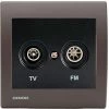 Prise TV/FM Anthracite Delta Iris + Plaque Soft Marron - SIEMENS - SIEMENS