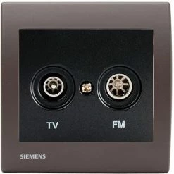 Prise TV/FM Anthracite Delta Iris + Plaque Soft Marron - SIEMENS - SIEMENS