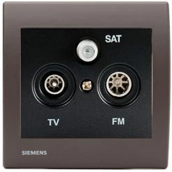 Prise TV/FM/SAT Anthracite Delta Iris + Plaque Soft Marron - SIEMENS - SIEMENS