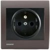 Prise 2P+T Anthracite Delta Iris + Plaque Soft Marron - SIEMENS - SIEMENS