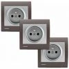 LOT De 3 Prises 2P+T Silver Delta Iris + Plaques Soft Marron - SIEMENS - SIEMENS