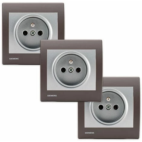LOT De 3 Prises 2P+T Silver Delta Iris + Plaques Soft Marron - SIEMENS - SIEMENS 1 LOT De 3 Prises 2P+T Silver Delta Iris + Plaques Soft Marron - SIEMENS - SIEMENS