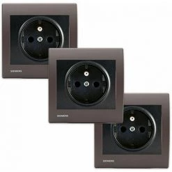 LOT 3 Prise 2P+T Anthracite Delta Iris + Plaque Soft Marron - SIEMENS - SIEMENS