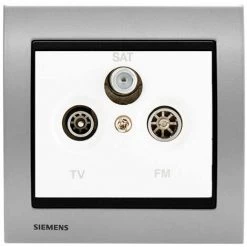 PriseTV/FM/SAT Blanc Delta Iris + Plaque Métal Alu Silver - SIEMENS - SIEMENS