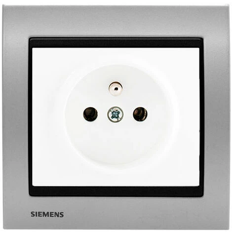 Prise 2P+T Blanc Delta Iris + Plaque Métal Alu Silver - SIEMENS - SIEMENS 1 Prise 2P+T Blanc Delta Iris + Plaque Métal Alu Silver - SIEMENS - SIEMENS