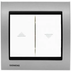 Interrupteur Volet Roulant Blanc Delta Iris + Plaque Métal Alu Silver - SIEMENS - SIEMENS