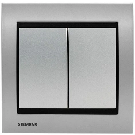 Double Poussoir Silver Delta Iris + Plaque Métal Alu Silver - SIEMENS - SIEMENS 1 Double Poussoir Silver Delta Iris + Plaque Métal Alu Silver - SIEMENS - SIEMENS