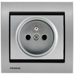 Prise 2P+T Silver Delta Iris + Plaque Métal Alu Silver - SIEMENS - SIEMENS
