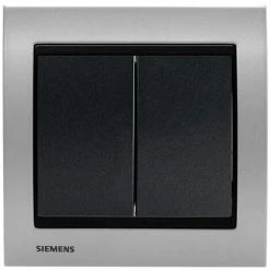 Double Poussoir Anthracite Delta Iris + Plaque Métal Alu Silver - SIEMENS - SIEMENS