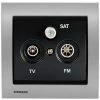 Prise TV/FM/SAT Anthracite Delta Iris + Plaque Métal Alu Silver - SIEMENS - SIEMENS