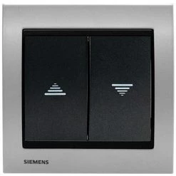 Interrupteur Volet Roulant Anthracite Delta Iris + Plaque Métal Alu Silver - SIEMENS - SIEMENS