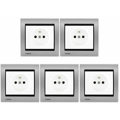 LOT 5 Prise 2P+T Blanc Delta Iris + Plaque Métal Alu Silver - SIEMENS - SIEMENS 1 LOT 5 Prise 2P+T Blanc Delta Iris + Plaque Métal Alu Silver - SIEMENS - SIEMENS
