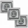 LOT 3 Prise 2P+T Silver Delta Iris + Plaque Métal Alu Silver - SIEMENS - SIEMENS