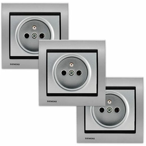 LOT 3 Prise 2P+T Silver Delta Iris + Plaque Métal Alu Silver - SIEMENS - SIEMENS 1 LOT 3 Prise 2P+T Silver Delta Iris + Plaque Métal Alu Silver - SIEMENS - SIEMENS