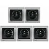 LOT 5 Prise 2P+T Anthracite Delta Iris + Plaque Métal Alu Silver - SIEMENS - SIEMENS