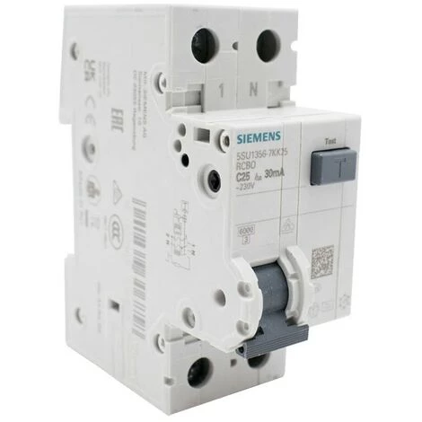 Magnétothermique Différentiel Siemens 25A 6KA 1P+N 30MA Type A 2M 5SU13567KK25 1 Magnétothermique Différentiel Siemens 25A 6KA 1P+N 30MA Type A 2M 5SU13567KK25