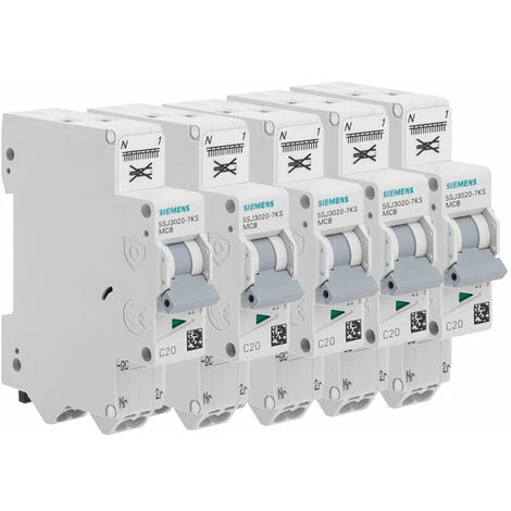 Lot De 5 Disjoncteurs Auto P+N 20A - SIEMENS - SIEMENS 1 Lot De 5 Disjoncteurs Auto P+N 20A - SIEMENS - SIEMENS