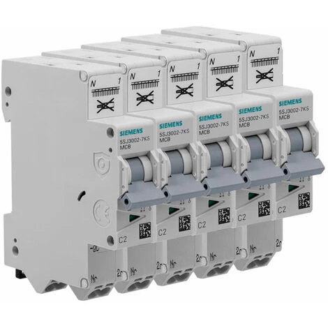 Lot De 5 Disjoncteurs Auto P+N 2A - SIEMENS - SIEMENS 1 Lot De 5 Disjoncteurs Auto P+N 2A - SIEMENS - SIEMENS