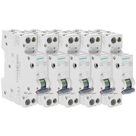 Lot De 5 Disjoncteurs électriques Phase + Neutre 20A - SIEMENS - SIEMENS 1 Lot De 5 Disjoncteurs électriques Phase + Neutre 20A - SIEMENS - SIEMENS