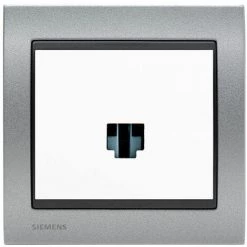 Prise Informatique RJ45 Blanc Delta Iris + Plaque Métal Texturé Alu Silver - SIEMENS - SIEMENS