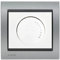 Va Et Vient Variateur 500W Blanc Delta Iris + Plaque Métal Texturé Alu Silver - SIEMENS - SIEMENS