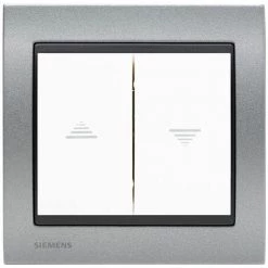 Interrupteur Volet Roulant Blanc Delta Iris + Plaque Métal Texturé Alu Silver - SIEMENS - SIEMENS