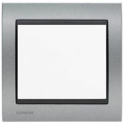 Poussoir Blanc Delta Iris + Plaque Métal Texturé Alu Silver - SIEMENS - SIEMENS
