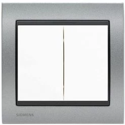 Va Et Vient Blanc Delta Iris + Plaque Métal Texturé Alu Silver - SIEMENS - SIEMENS