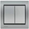 Double Poussoir Silver Delta Iris + Plaque Métal Texturé Alu Silver - SIEMENS - SIEMENS