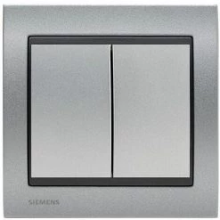 Double Poussoir Silver Delta Iris + Plaque Métal Texturé Alu Silver - SIEMENS - SIEMENS