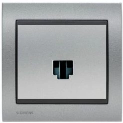 Prise Informatique RJ45 Silver Delta Iris + Plaque Métal Texturé Alu Silver - SIEMENS - SIEMENS