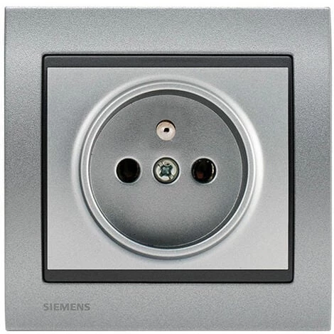 Prise 2P+T Silver Delta Iris + Plaque Métal Texturé Alu Silver - SIEMENS - SIEMENS 1 Prise 2P+T Silver Delta Iris + Plaque Métal Texturé Alu Silver - SIEMENS - SIEMENS