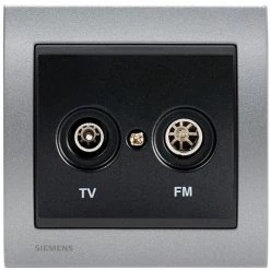 Prise TV/FM Anthracite Delta Iris + Plaque Métal Texturé Alu Silver - SIEMENS - SIEMENS