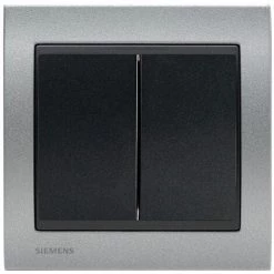 Double Va Et Vient Anthracite Delta Iris + Plaque Métal Texturé Alu Silver - SIEMENS - SIEMENS