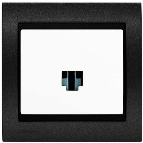 Prise Informatique RJ45 Blanc Delta Iris + Plaque Métal Texturé Alu Noir - SIEMENS - SIEMENS 1 Prise Informatique RJ45 Blanc Delta Iris + Plaque Métal Texturé Alu Noir - SIEMENS - SIEMENS