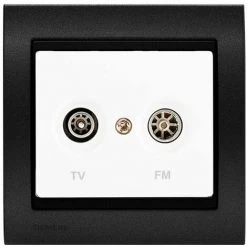 PriseTV/FM Blanc Delta Iris + Plaque Métal Texturé Alu Noir - SIEMENS - SIEMENS