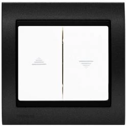 Interrupteur Volet Roulant Blanc Delta Iris + Plaque Métal Texturé Alu Noir - SIEMENS - SIEMENS