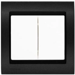 Double Va Et Vient Blanc Delta Iris + Plaque Métal Texturé Alu Noir - SIEMENS - SIEMENS