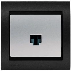 Prise Informatique RJ45 Silver Delta Iris + Plaque Métal Texturé Alu Noir - SIEMENS - SIEMENS