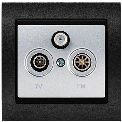 Prise TV/FM/SAT Silver Delta Iris + Plaque Métal Texturé Alu Noir - SIEMENS - SIEMENS 1 Prise TV/FM/SAT Silver Delta Iris + Plaque Métal Texturé Alu Noir - SIEMENS - SIEMENS
