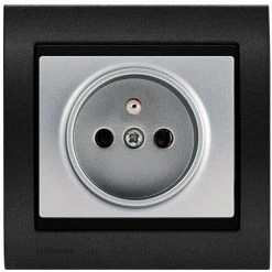 Prise 2P+T Silver Delta Iris + Plaque Métal Texturé Alu Noir - SIEMENS - SIEMENS