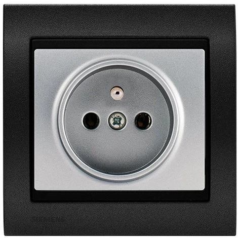 Prise 2P+T Silver Delta Iris + Plaque Métal Texturé Alu Noir - SIEMENS - SIEMENS 1 Prise 2P+T Silver Delta Iris + Plaque Métal Texturé Alu Noir - SIEMENS - SIEMENS