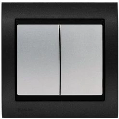 Double Va Et Vient Silver Delta Iris + Plaque Métal Texturé Alu Noir - SIEMENS - SIEMENS