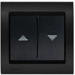 Interrupteur Volet Roulant Anthracite Delta Iris + Plaque Métal Texturé Alu Noir - SIEMENS - SIEMENS