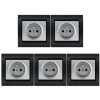 LOT 5 Prise 2P+T Silver Delta Iris + Plaque Métal Texturé Alu Noir - SIEMENS - SIEMENS