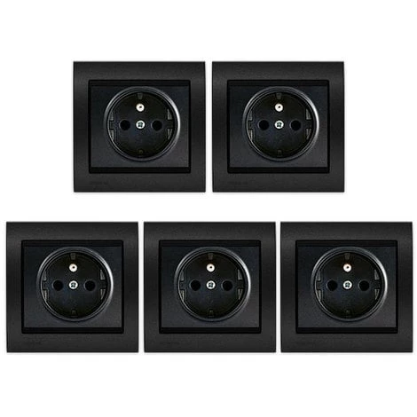 LOT 5 Prise 2P+T Anthracite Delta Iris + Plaque Métal Texturé Alu Noir - SIEMENS - SIEMENS 1 LOT 5 Prise 2P+T Anthracite Delta Iris + Plaque Métal Texturé Alu Noir - SIEMENS - SIEMENS