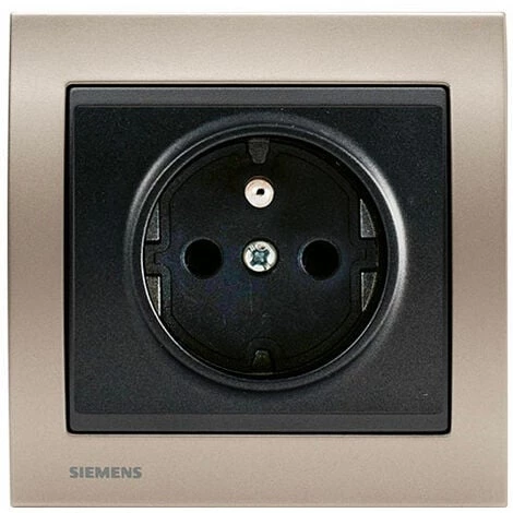 Prise 2P+T Anthracite Delta Iris + Plaque Métal Champagne - SIEMENS - SIEMENS 1 Prise 2P+T Anthracite Delta Iris + Plaque Métal Champagne - SIEMENS - SIEMENS